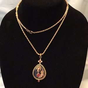 Holy Mary & Baby Jesus Pendant Necklace